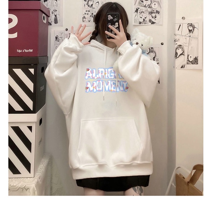 Áo Hoodie Nỉ Bông Unisex Chữ ALRIGHT MOMENT