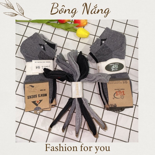 Sỉ 5 đôi vớ nam, tất nam đủ màu đen, xám, xám nhạt sợi dệt chất lượng cao T&amp;T hàng xuất khẩu