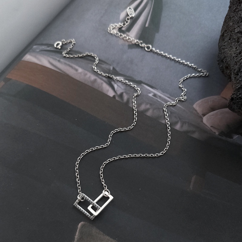 Dây chuyền bạc nữ lồng hình chữ nhật Evasilver, vòng cổ nữ tính chất liệu bạc ta cao cấp