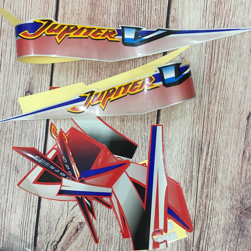 Tem dán xe Jupiter V màu đỏ, chất keo chất lượng bền đẹp, loại dày lâu phai màu