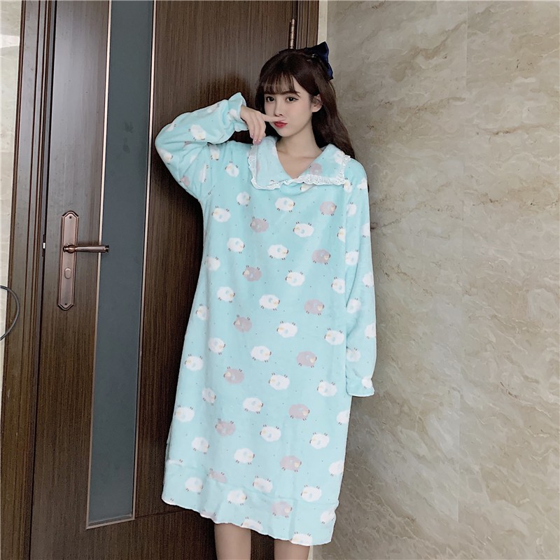 ORDER Váy ngủ dài tay mùa đông bông ấm cute