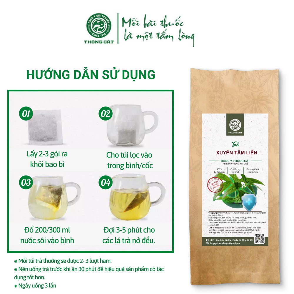 Trà xuyên tâm liên Đông Y Gia Truyền Thông Cát (Since 1918 ) - Kháng sinh tốt cho đường hô hấp , tăng sức khỏe đề kháng