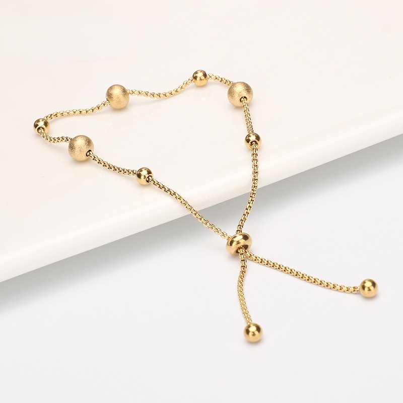 Hàng Mới Về Vòng Tay Chuỗi Hạt Cỡ Nhỏ Bằng Thép Titan Mạ Vàng Hồng 18K Thiết Kế Đơn Giản Dễ Phối Đồ