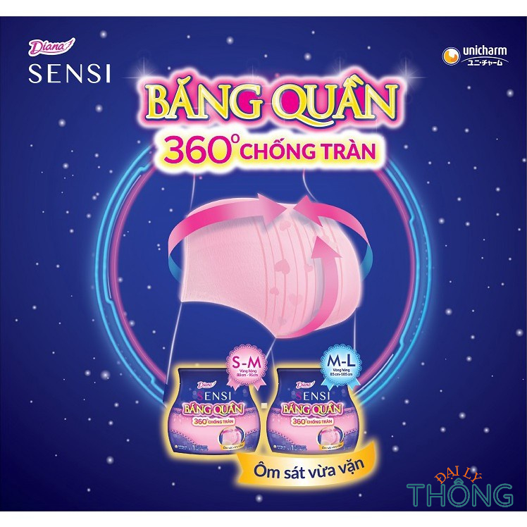 Băng quần Diana /Băng vệ sinh Diana dạng quần/Tã Quần Người‪ Lớn Diana Sensi 360 Độ Chống Tràn đủ size (2​ Cái)