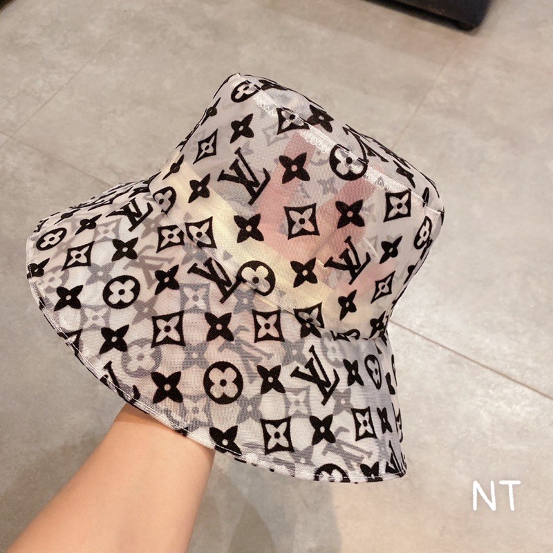 Mũ vành Lv lưới hoa kèm logo đen form xinh