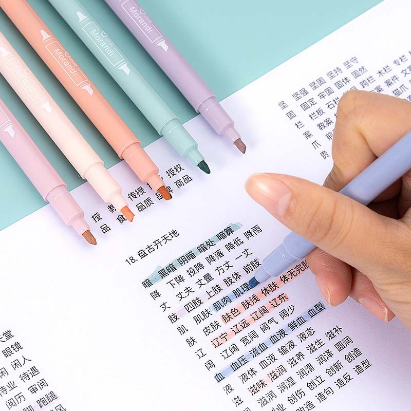 Bút Marker Dạ Quang 6 Màu Phong Cách Hàn Quốc