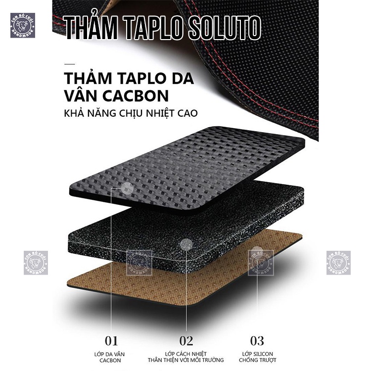 Thảm taplo xe kia soluto bằng da vân Carbon 3 lớp bám dính tốt không mùi chống nóng