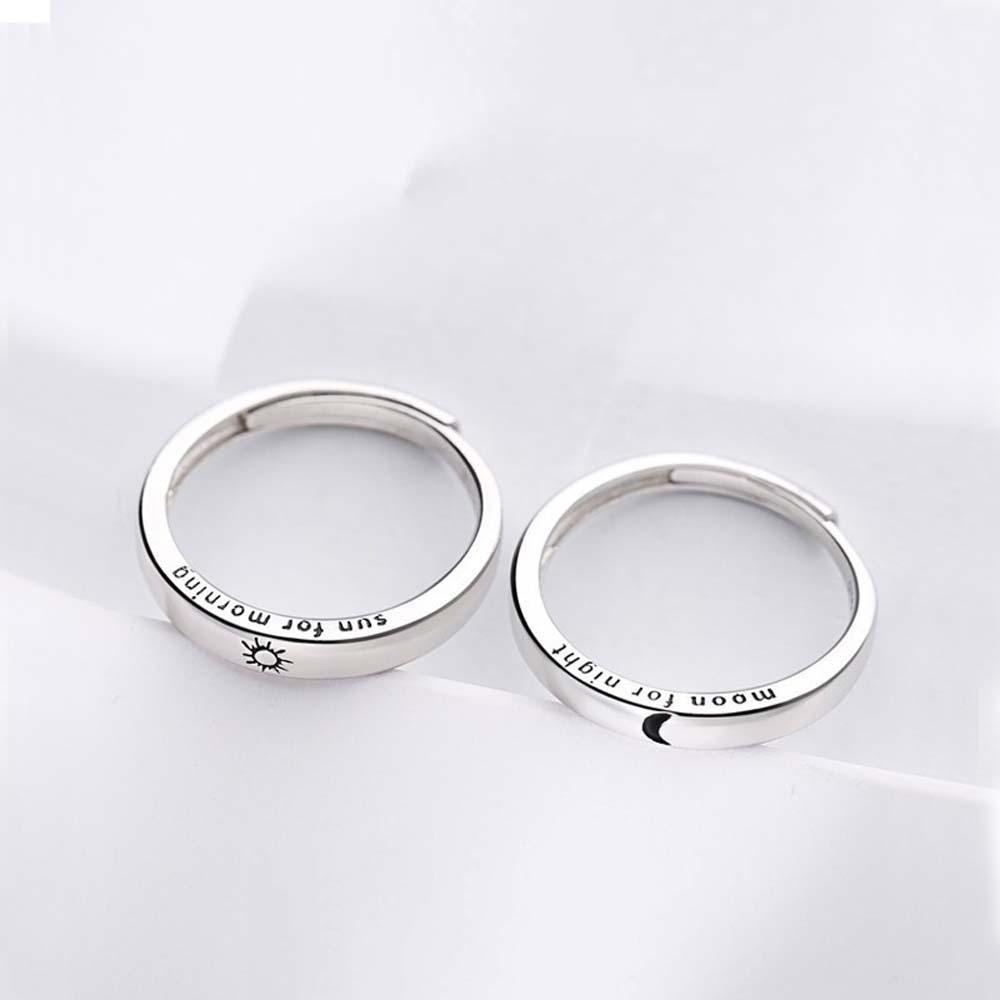 Nhẫn Đôi Hình Mặt Trăng / Mặt Trời Thời Trang Hàn Quốc Cho Nữ