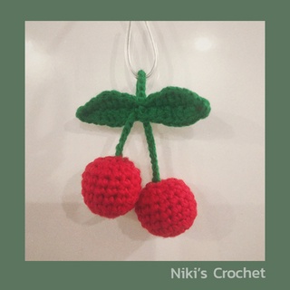 Phụ kiện len - Móc khóa cherry 2 quả