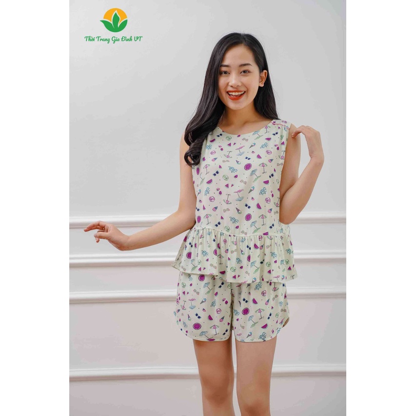 Bộ lanh việt thắng quần đùi áo sát nách nhún gấu áo