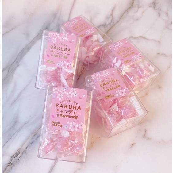 Kẹo Trái Cây Hương Đào Sakura - Hộp 68g Trong Suốt Long Lanh