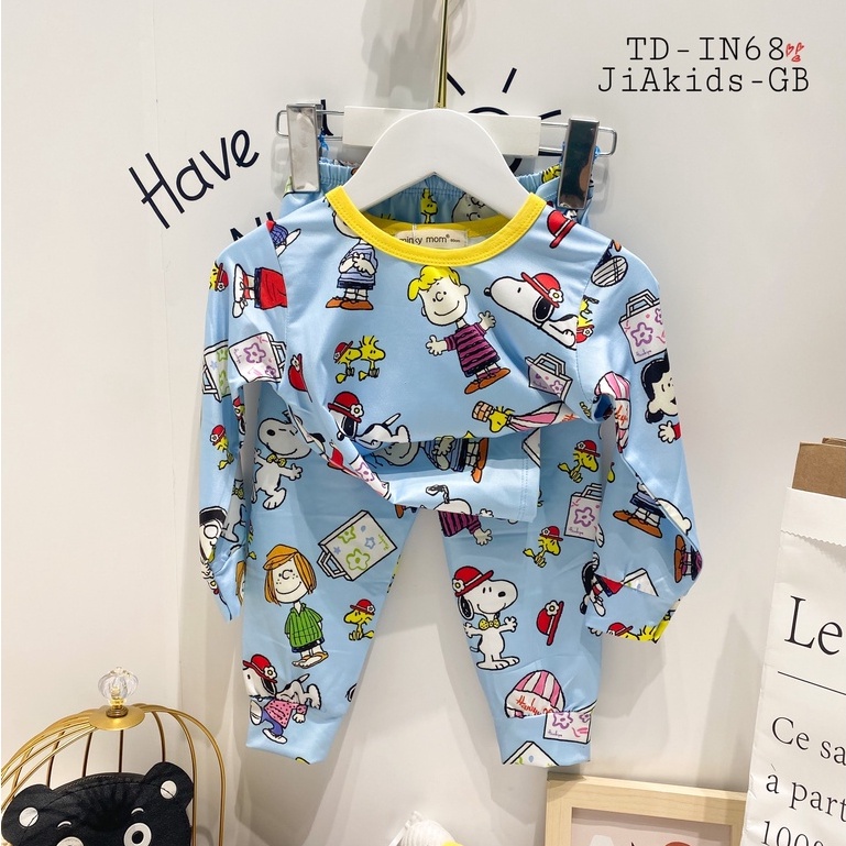 [Bé 8-27kg] Bộ Dài Tay Minky Mom Vải Thun 3D, Thiết kế Cổ Tròn Phù Hợp Cho Cả Bé Trai Bé Gái - Mã: TD-IN68