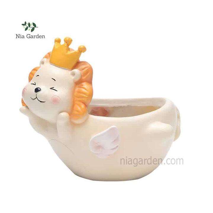 Chậu sư tử thiên thần trồng cây để bàn sen đá xương rồng mini Nia Garden N4