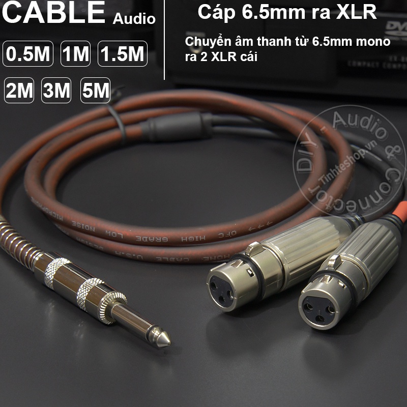 Dây jack 6 ly ra 2 XLR cái DIY 0.5 đến 3 mét - 1/4 TS to 2 XLR female cable