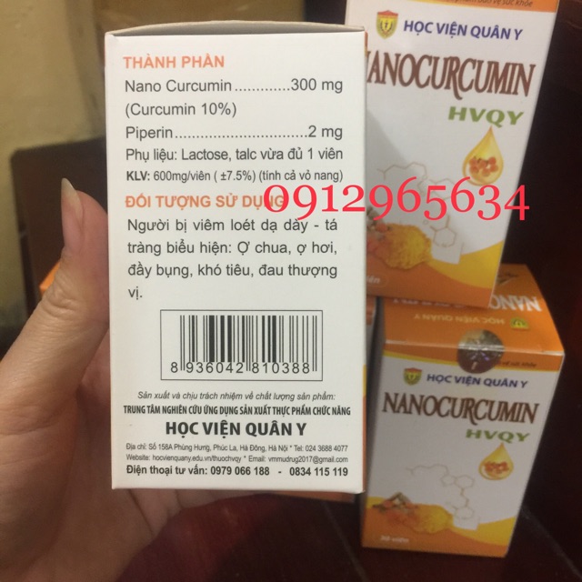 [Chính hãng] Nanocurcumin 300mg của Học viện Quân Y hỗ trợ đẹp da điều trị đau dạ dày tăng sức đề kháng...