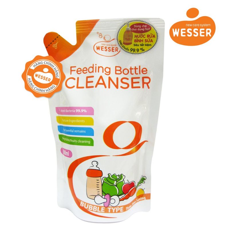 Nước rửa bình sữa Wesser dạng gói 500ml ( Nhập khẩu Hàn Quốc)