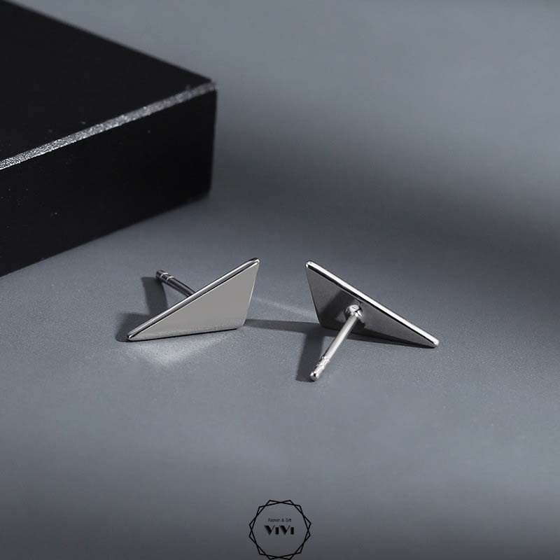 Bông tai bạc nam kiểu mảnh vỡ Fragment – khuyên tai bạc ViVi_Gift