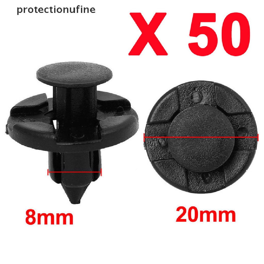 Bộ 50 Đinh Tán Nhựa 8mm Màu Đen Cho Xe Hơi Fender