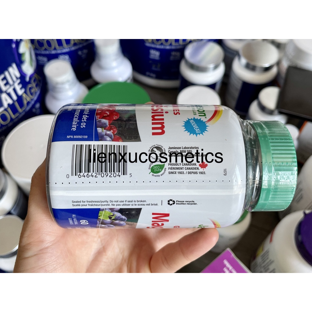 Viên bổ sung magie Jamieson’s magnesium gummies 20mg, vị việt quất-nho 60 viên, hsd 2024