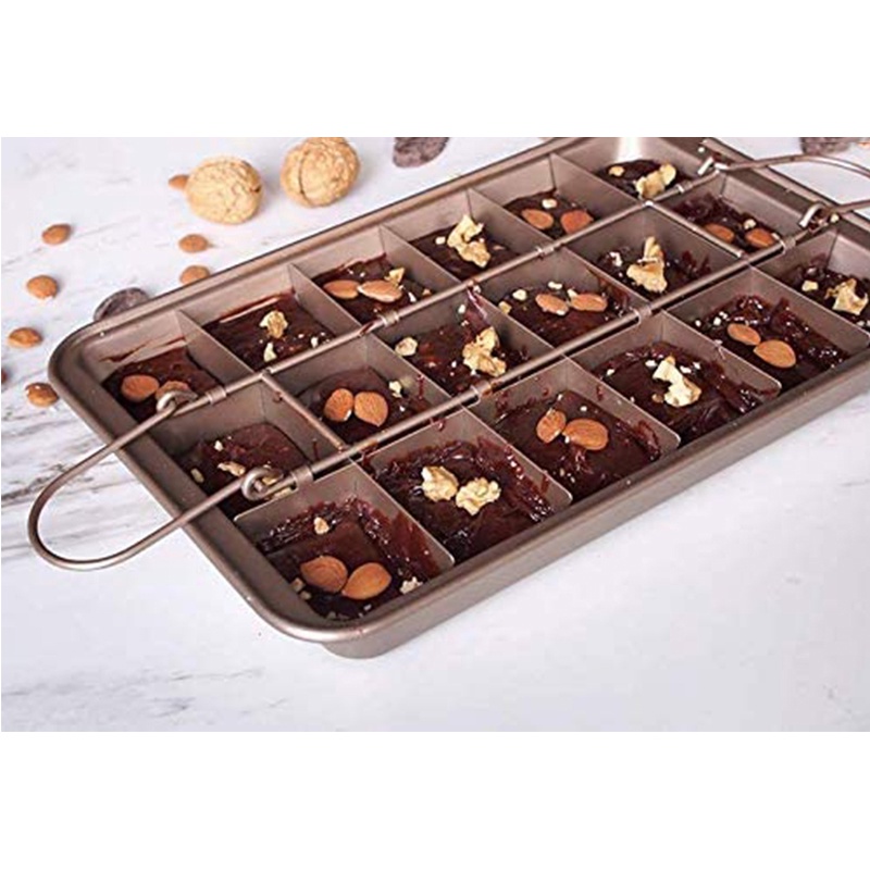 Khuôn/khay nướng bánh Brownie chống dính có ngăn chia 18 ngăn
