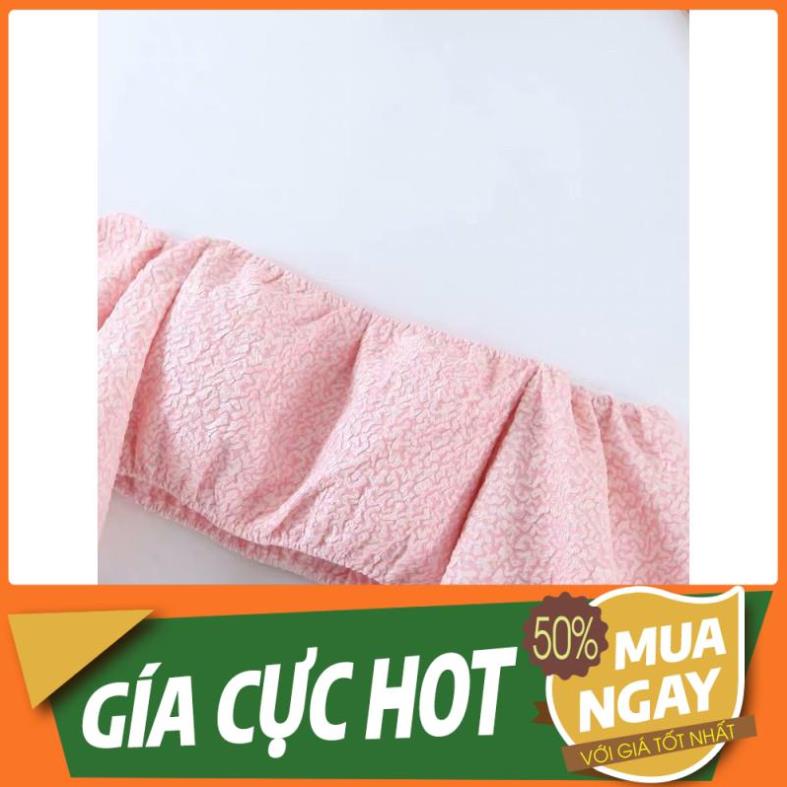 ƯU ĐÃI. QUẢNG CHÂU ODER CHÍNH HÃNG TẬN GỐC áo bẹt bệt vai ren nổi hồng tay xoè cánh tiên bánh bèo nhún ngực nữ HOT HOT