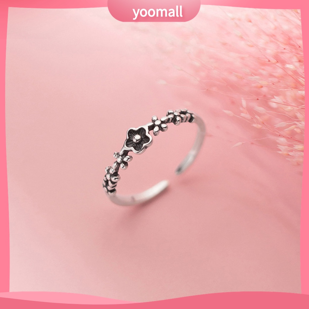 Yomall♡ Nhẫn Thiết Kế Hở Hình Hoa Thân Thiện Với Da Phong Cách Retro