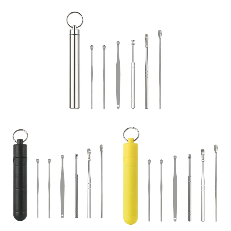 [Hàng mới về] Set 6 dụng cụ lấy ráy tai vệ sinh bằng thép không gỉ có thể tái sử dụng