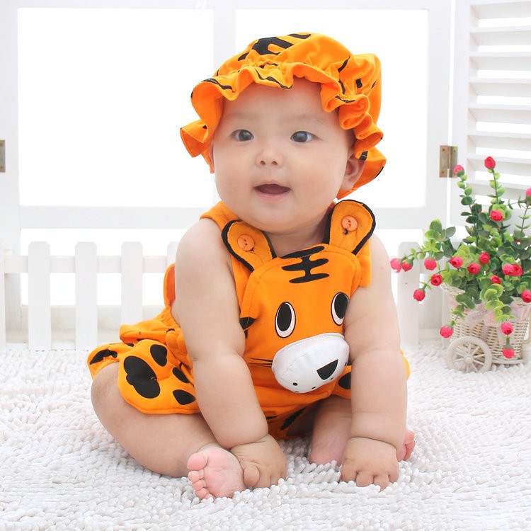 Set áo liền quần + mũ họa tiết dưa hấu dành cho bé trai từ 3-6-12 tháng tuổi