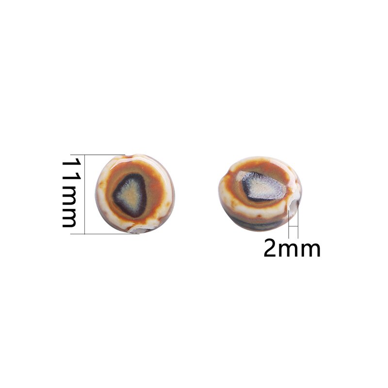 Bộ 10 hạt gốm sứ hình tròn họa tiết độc đáo dùng làm đồ thủ công 11mm