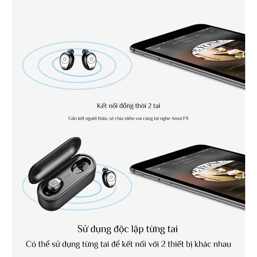 [ GIÁ HUỶ DIỆT] Tai nghe true wireless AMOI F9 | bản QUỐC TẾ | nút cảm ứng | Bluetooth 5.0 | Pin 280 giờ | sạc dự phòng | WebRaoVat - webraovat.net.vn