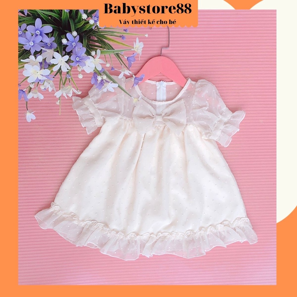 Váy cho bé gái sơ sinh, 0,1,2,3,4,5,6,7,8 tuổi Babystore88, đầm trắng bé gái công chúa hàng thiết kế V44