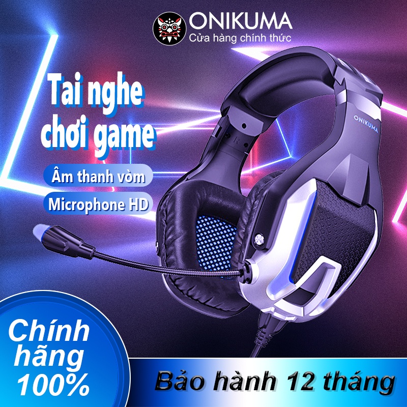 Tai nghe chơi game âm thanh nổi gắn trên đầu ONIKUMA K12 với micrô và đèn LED