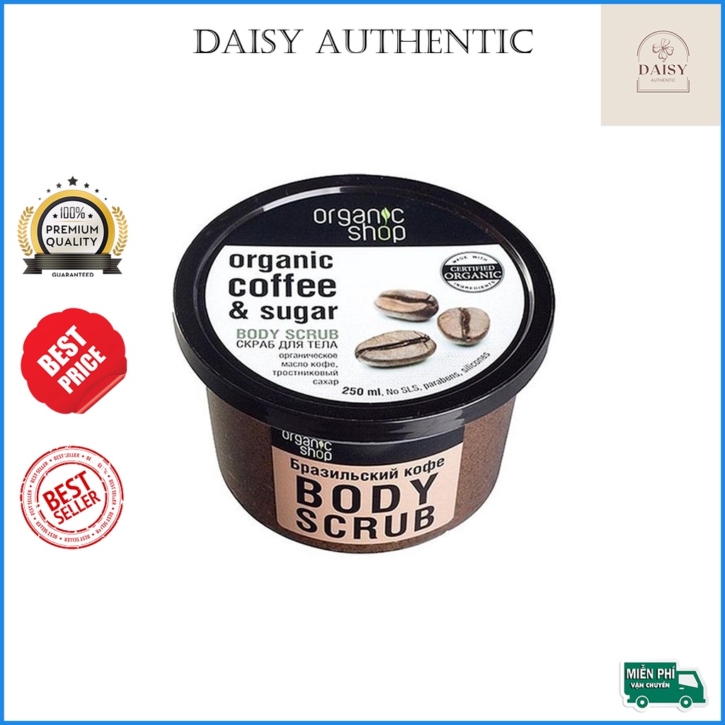 Tẩy Da Chết Body Organic Shop Dưỡng Da Trắng Sáng body cafe giúp mịn mềm da , sáng , sạch mụn