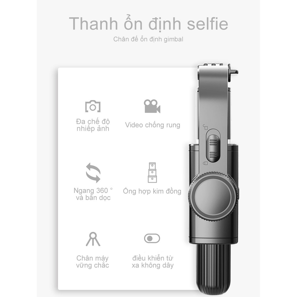 Tay Cầm Chống Rung Điện Tử Gimbal Q08 Có Bluetooth - Gimbal Điện Thoại Chống Rung - Có Chân Đỡ Tự Đứng-NBL08
