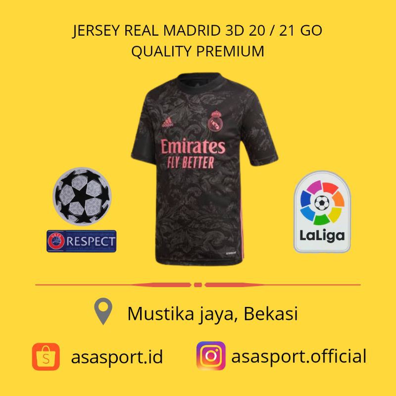 Áo Thun Bóng Đá Đội Real Madrid 3d 2020 / 2021 100% Chính Hãng