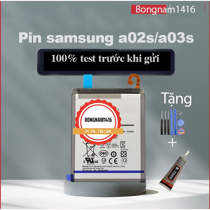Pin thay thế cho samsung a02s/a03s tặng kèm bộ sửa và keo dán bongnamstore.