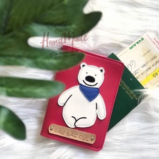 (chat chốt tên-chọn màu) vỏ hộ chiếu gấu trắng bắc cực