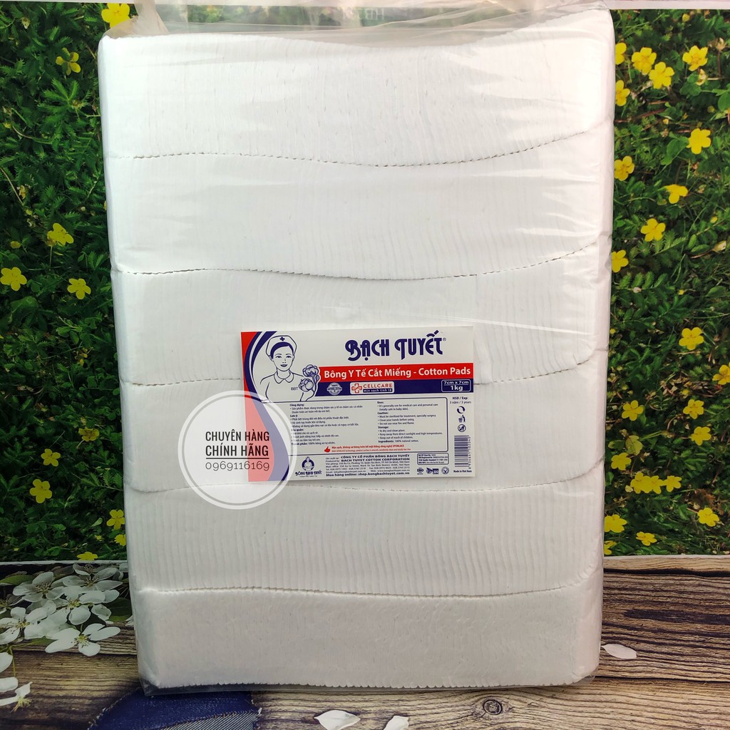 Bông Y Tế Bạch Tuyết Cắt Miếng 1kg 7x7 - Vệ Sinh cho bé