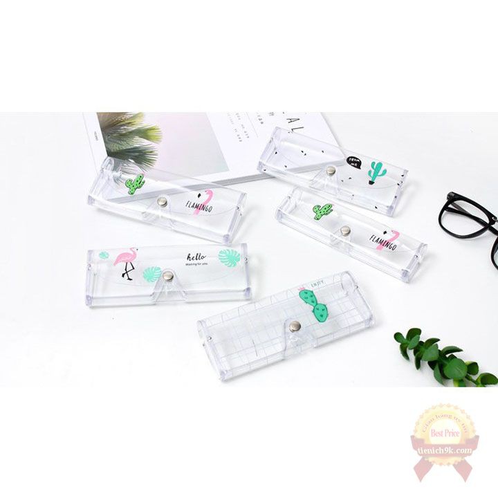 Hộp Đựng Mắt Kính Trong Suốt Họa Tiết Hoạt Hình Dễ Thương Khung Nhựa Cứng