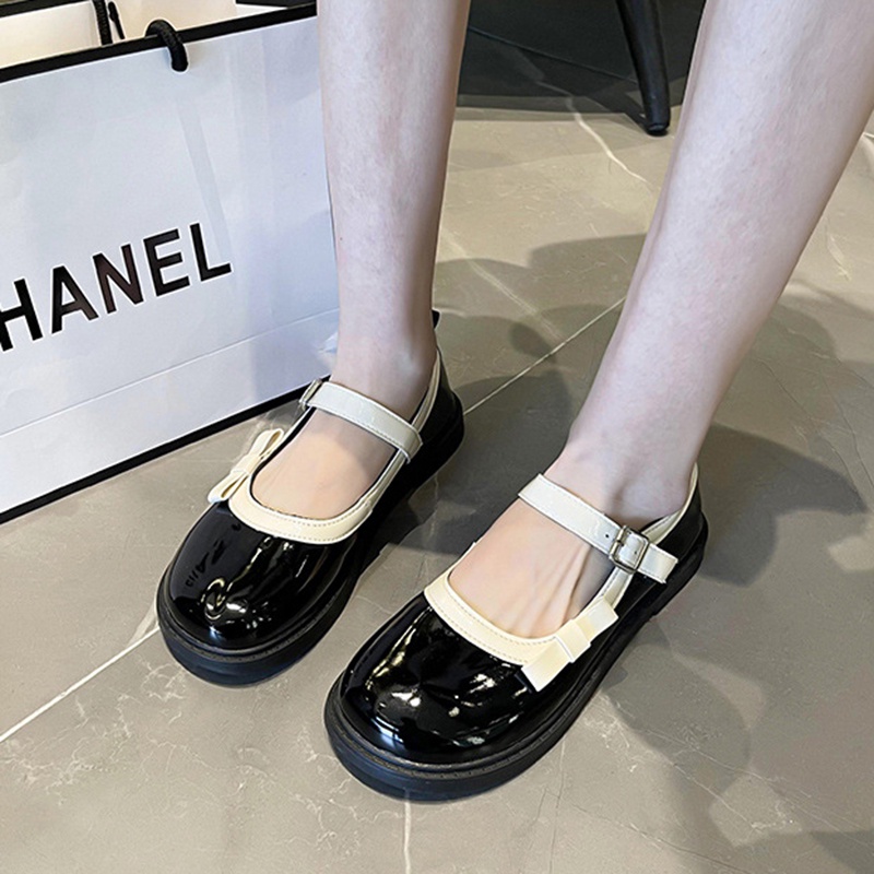 Giày IELGY chất liệu da đế dày phong cách Anh Quốc thời trang cho nữ