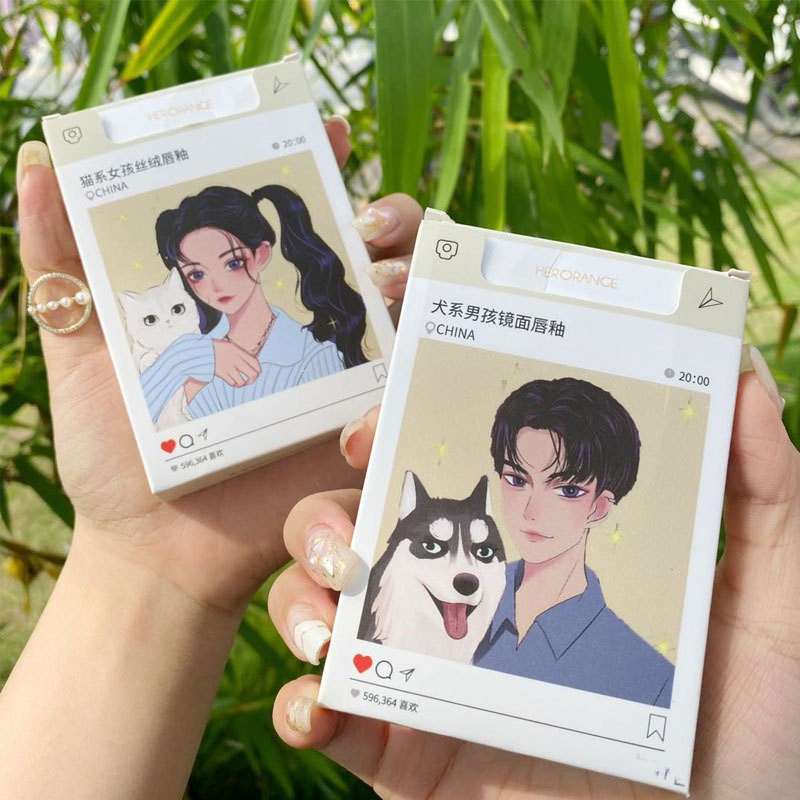 Set 5 son lì thiết kế vỏ họa tiết chú mèo dễ thương xinh xắn (có bán lẻ son bóng)