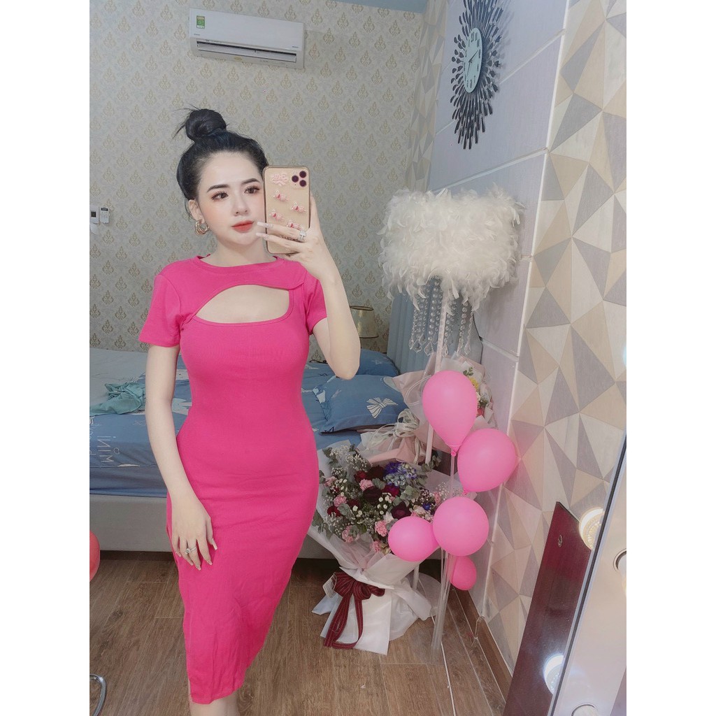 Đầm xinh ôm body khoét cut out ngực xẻ tà hot đủ màu