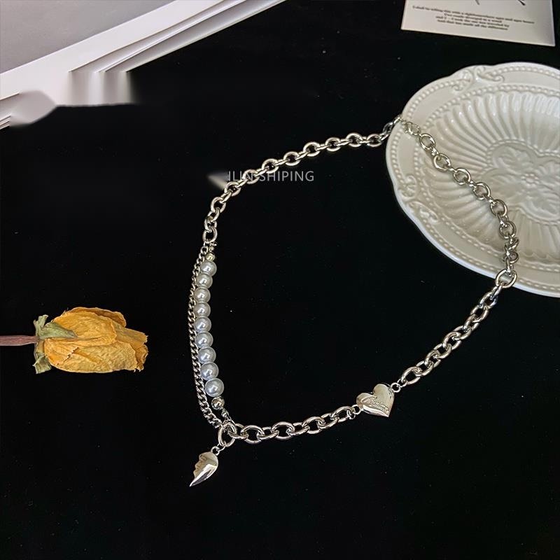 Vòng Cổ choker Thép Titan Nhẹ Hình Trái Tim Phong Cách hip hop Ngọt Ngào Sang Trọng Thời Trang Mới Cho Nữ