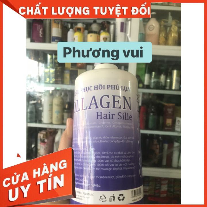 [chính hãng] tinh dầu phục hồi phủ lụa collagien HAIRSILLE  1000ML là dòng phục hồi hư tổn  pha uấn ,duỗi ,  nhuộm ,hấp