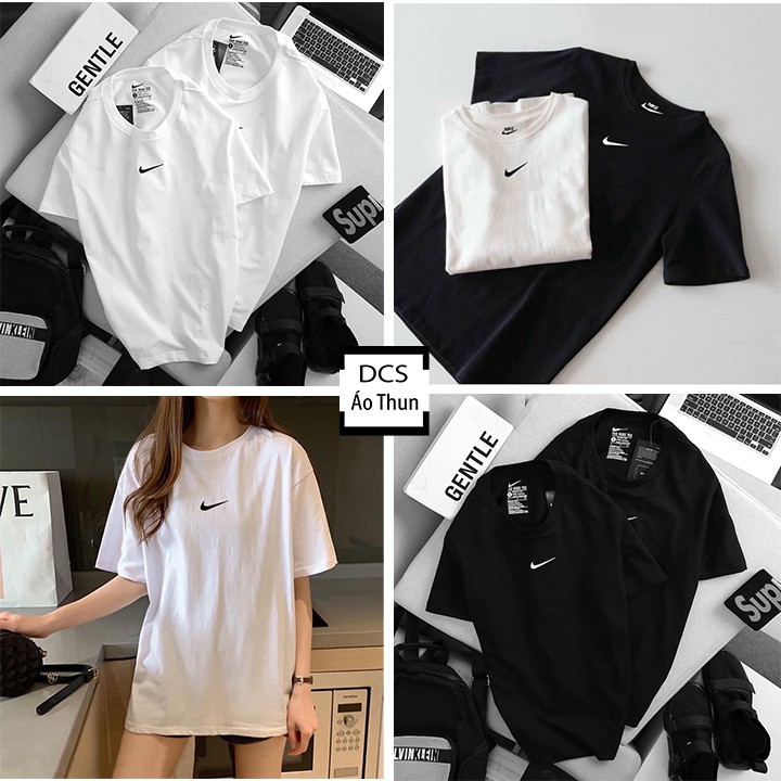 Áo Thun Tay Lỡ Unisex NIKE Cotton 75%, Cổ Tròn Form Dáng Rộng, Nam Nữ Đều Mặc Đẹp