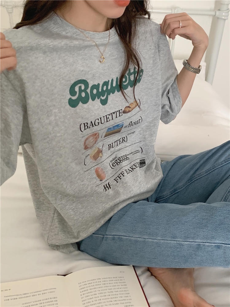 Áo Thun Cổ Tròn Tay Ngắn Dáng Rộng In Họa Tiết Thời Trang Mùa Hè 50971