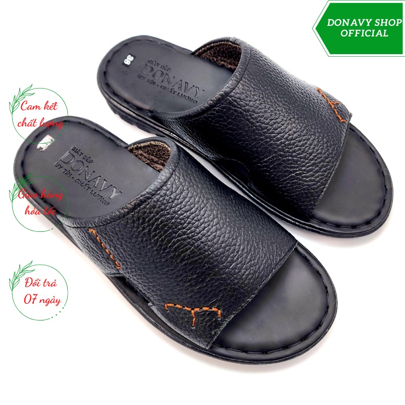 Dép Nam Quai Ngang Da Bò 100% Kiểu Chữ E D.cE