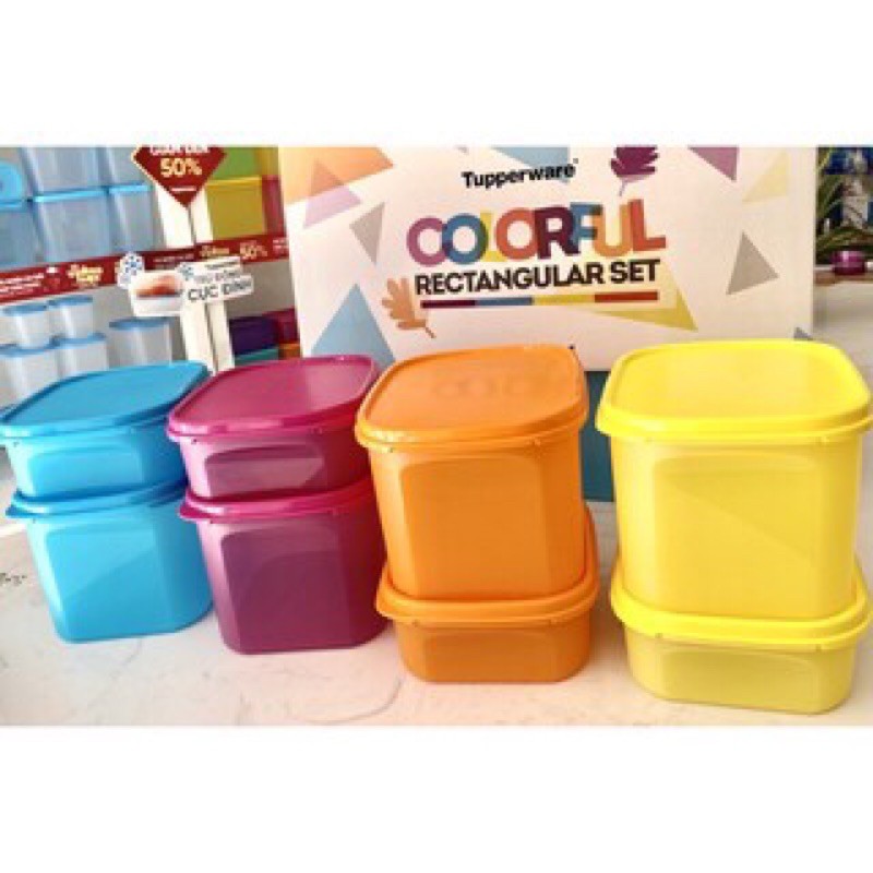 Tupperware Colourful Rectangular (8 hộp)