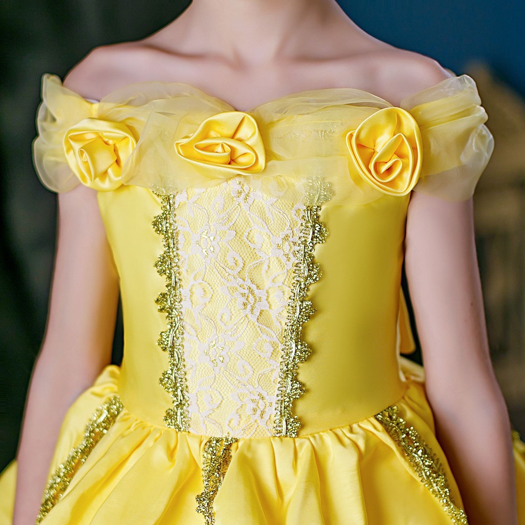 Đầm Công Chúa Hóa Trang Công Chúa Belle Mùa Hè Cho Bé Gái F03