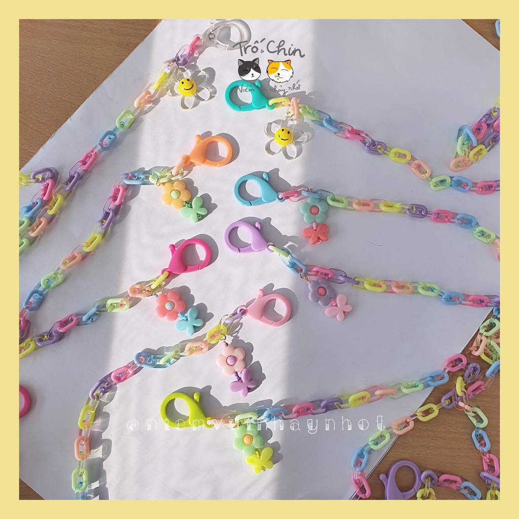 Dây giữ khẩu trang Super Rainbow Phiên bản 2 với xích trong màu sắc